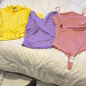 Trio Rainbow 🌈 Trendy Yellow, Purple, and Pink Tops Collection